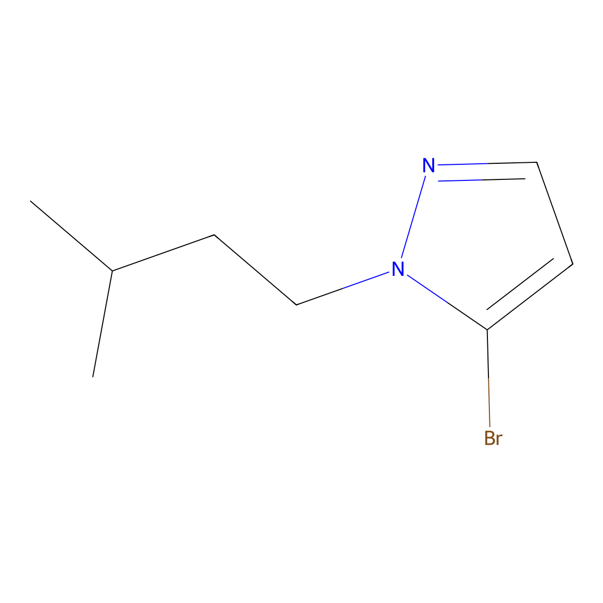 5-bromo-1-(3-methylbutyl)-1H-pyrazole molecular structure, CAS 1549573-33-2