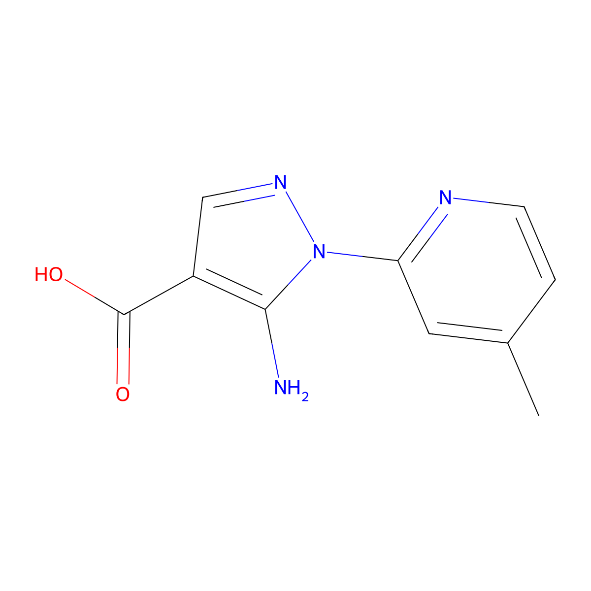 5-amino-1-(4-methylpyridin-2-yl)-1H-pyrazole-4-carboxylic acid molecular structure, CAS 1549573-52-5