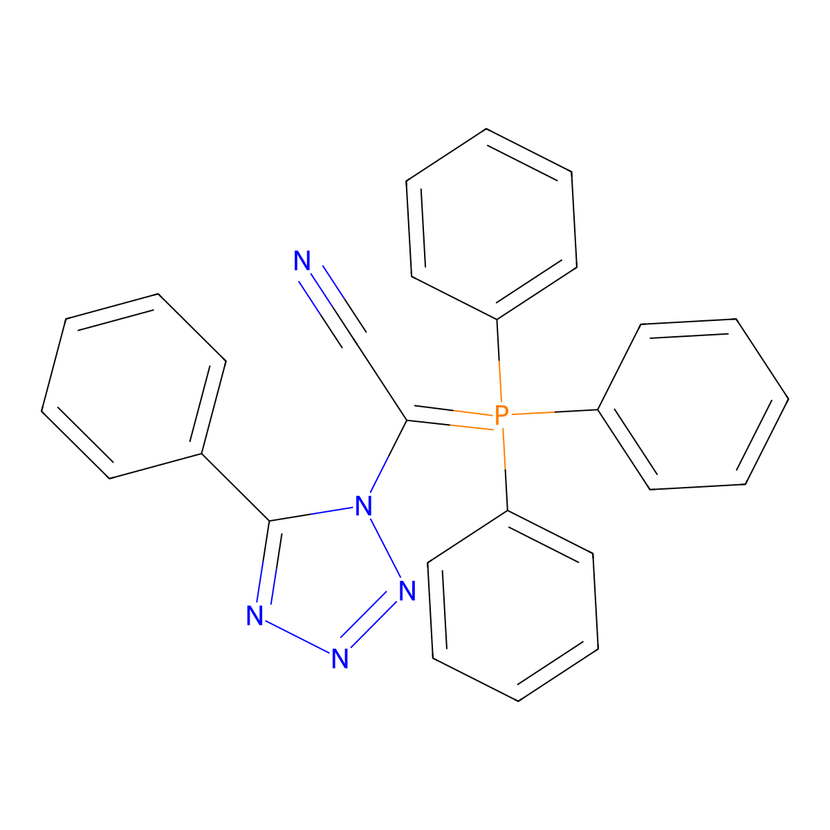 (5-Phenyl-tetrazol-1-YL)-(triphenyl-phosphanylidene)-acetonitrile molecular structure, CAS 154959-48-5