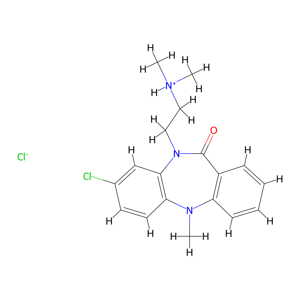 5H-Dibenzo(b,e)(1,4)diazepin-11-one, 10,11-dihydro-8-chloro-10-(2-(dimethylamino)ethyl)-5-methyl-, hydrochloride molecular structure, CAS 15496-52-3