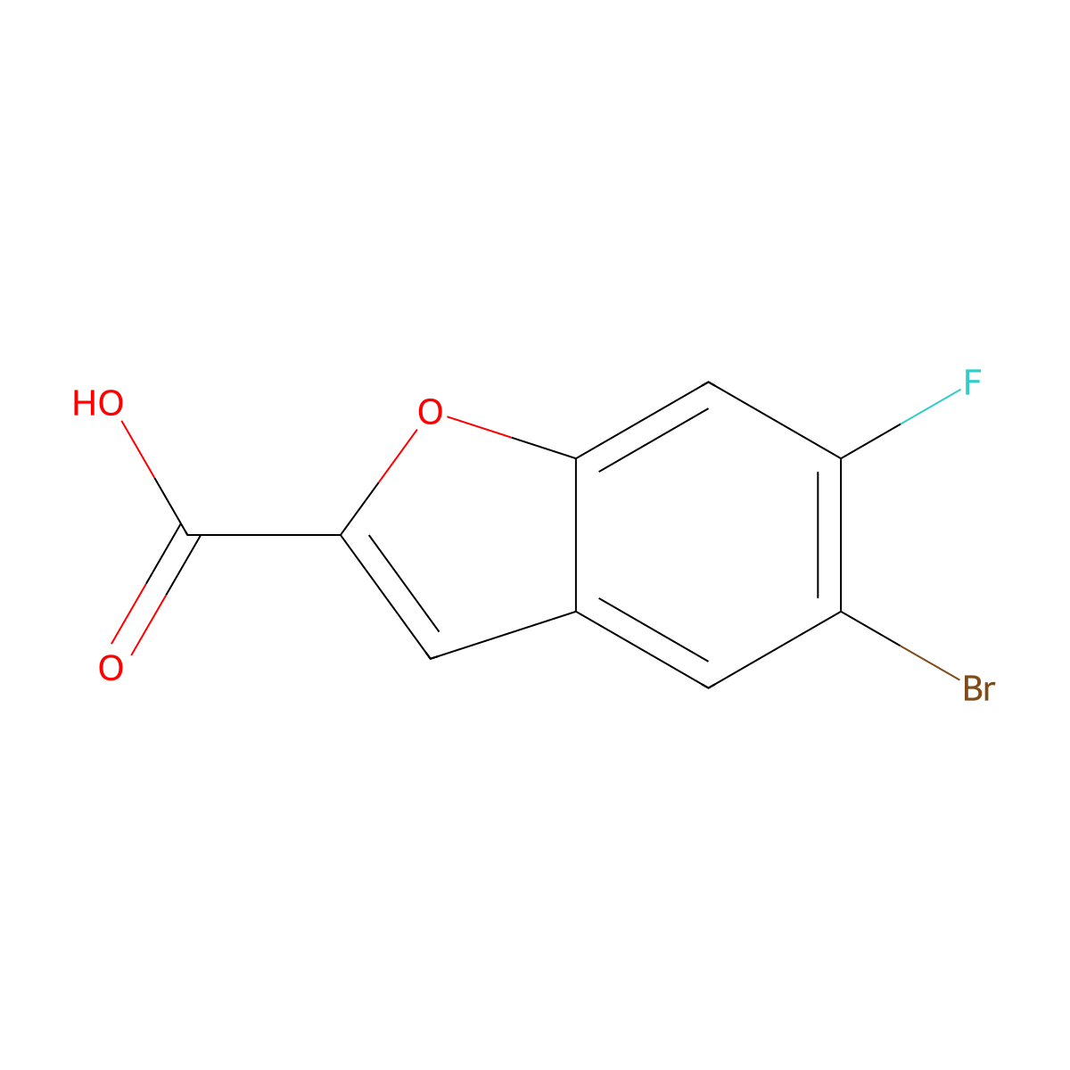 5-Bromo-6-fluorobenzofuran-2-carboxylic acid molecular structure, CAS 1549604-99-0