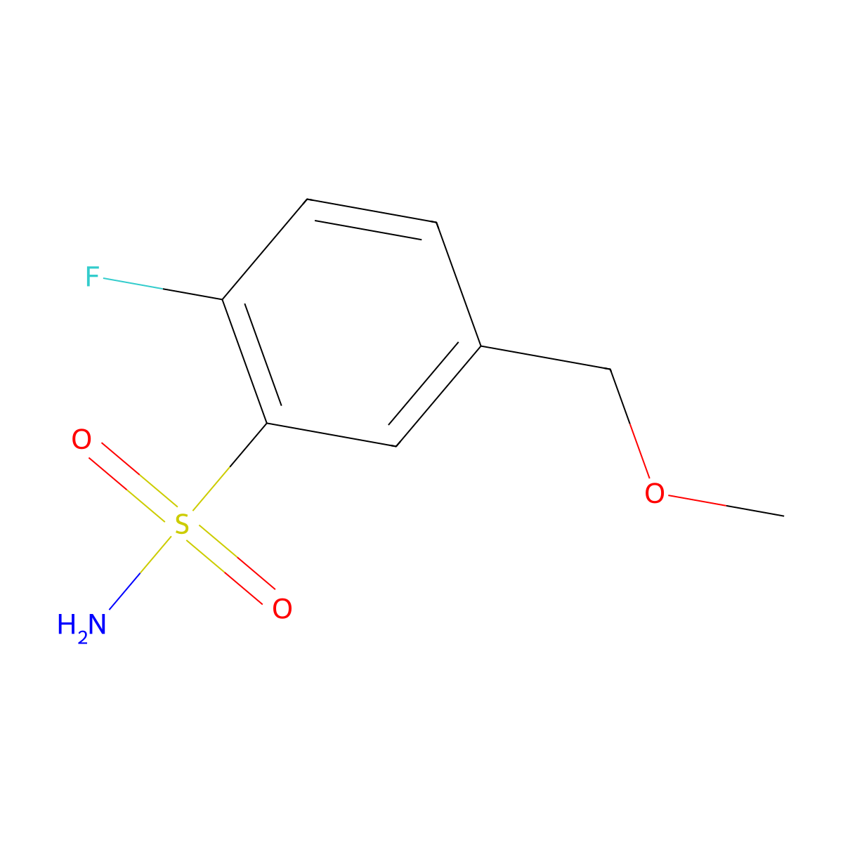 2-Fluoro-5-(methoxymethyl)benzene-1-sulfonamide molecular structure, CAS 1549606-36-1