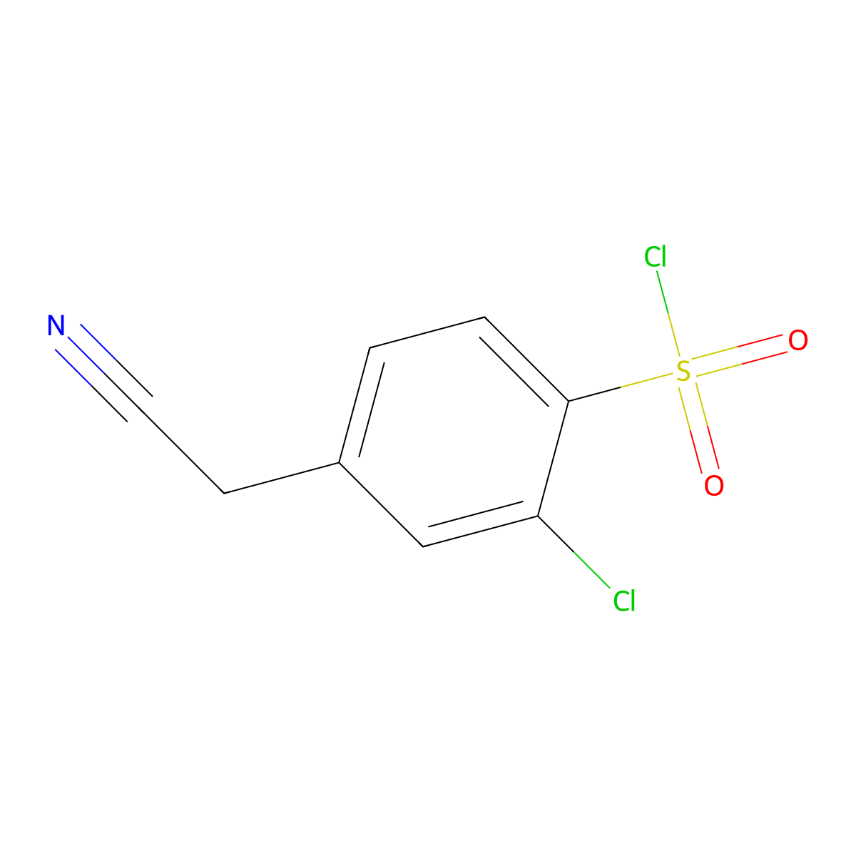 2-Chloro-4-(cyanomethyl)benzene-1-sulfonyl chloride molecular structure, CAS 1549606-45-2