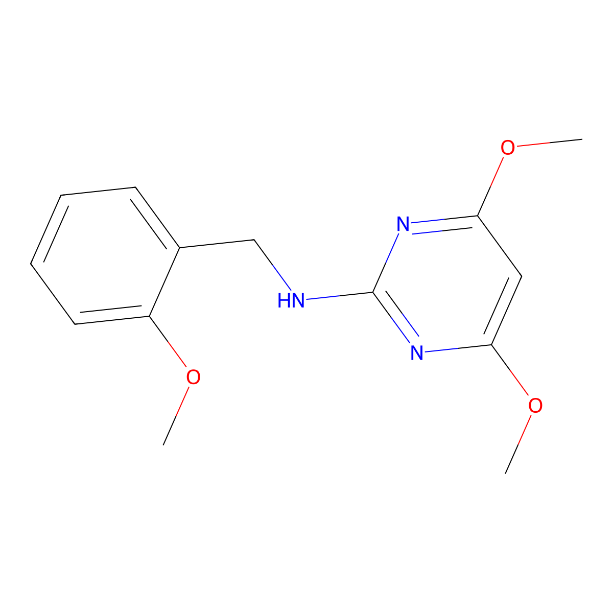 4,6-dimethoxy-N-[(2-methoxyphenyl)methyl]pyrimidin-2-amine molecular structure, CAS 1549620-82-7