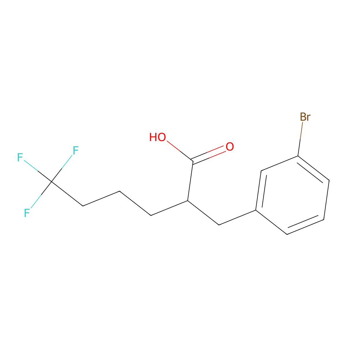 2-[(3-Bromophenyl)methyl]-6,6,6-trifluorohexanoic acid molecular structure, CAS 1549672-21-0