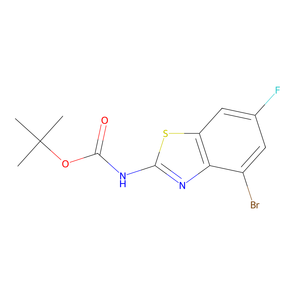 tert-butyl N-(4-bromo-6-fluoro-1,3-benzothiazol-2-yl)carbamate molecular structure, CAS 1549691-68-0