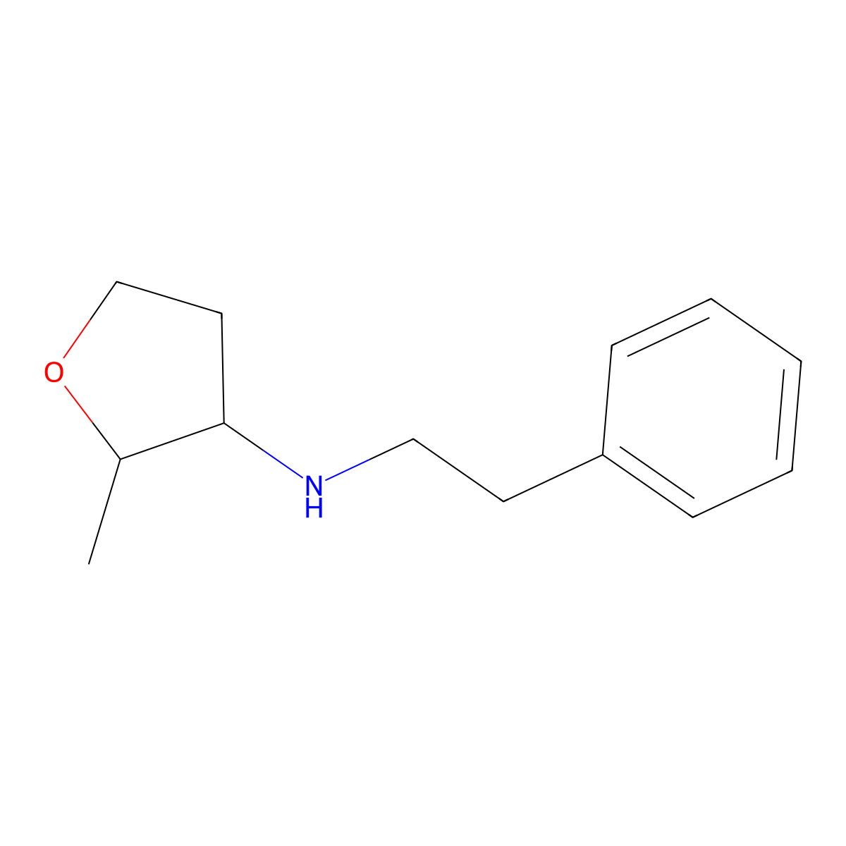2-Methyl-N-(2-phenylethyl)oxolan-3-amine molecular structure, CAS 1549695-37-5