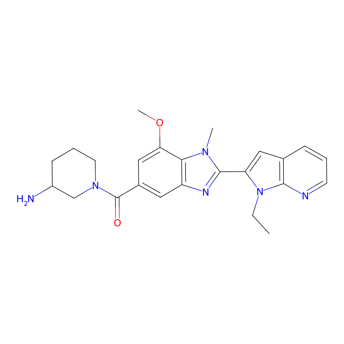[(3r)-3-Aminopiperidin-1-Yl][2-(1-Ethyl-1h-Pyrrolo[2,3-B]pyridin-2-Yl)-7-Methoxy-1-Methyl-1h-Benzimidazol-5-Yl]methanone molecular structure, CAS 1549810-81-2