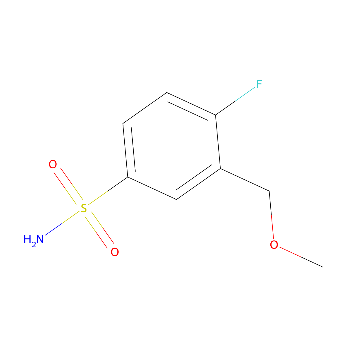 4-Fluoro-3-(methoxymethyl)benzene-1-sulfonamide molecular structure, CAS 1549835-51-9