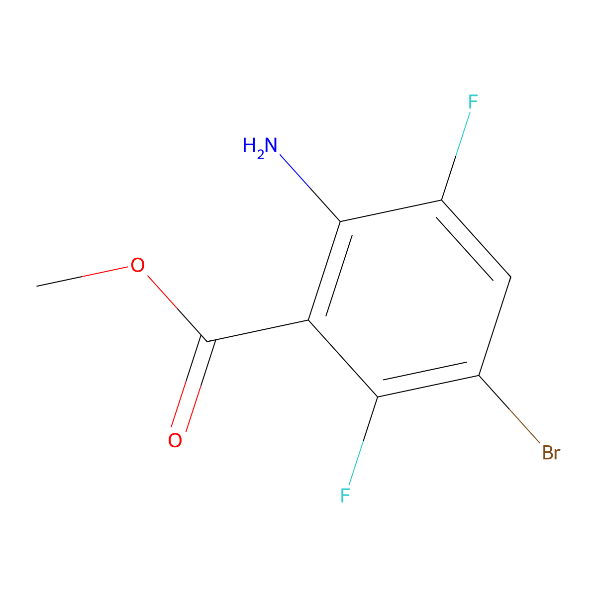 Methyl 2-amino-5-bromo-3,6-difluorobenzoate molecular structure, CAS 1549848-11-4