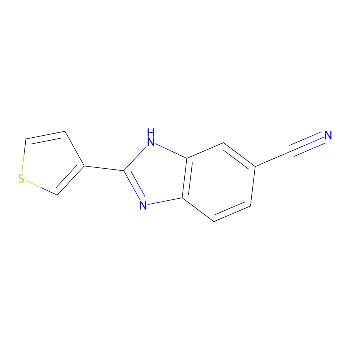2-(thiophen-3-yl)-1H-1,3-benzodiazole-5-carbonitrile molecular structure, CAS 1549852-11-0