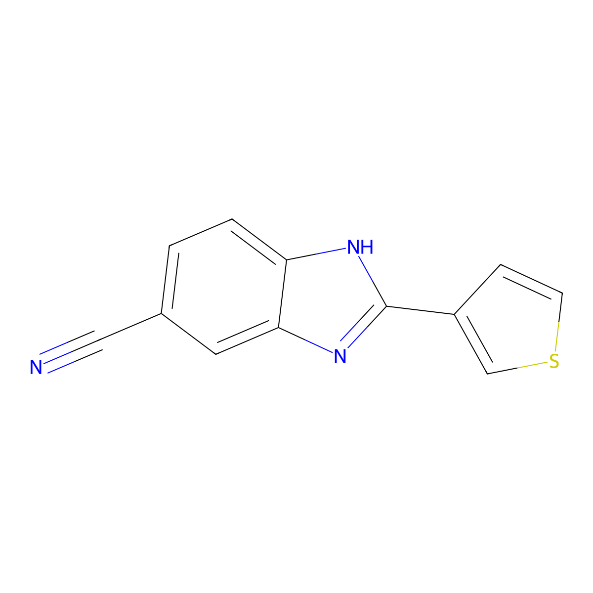 2-(thiophen-3-yl)-1H-1,3-benzodiazole-5-carbonitrile molecular structure, CAS 1549852-11-0