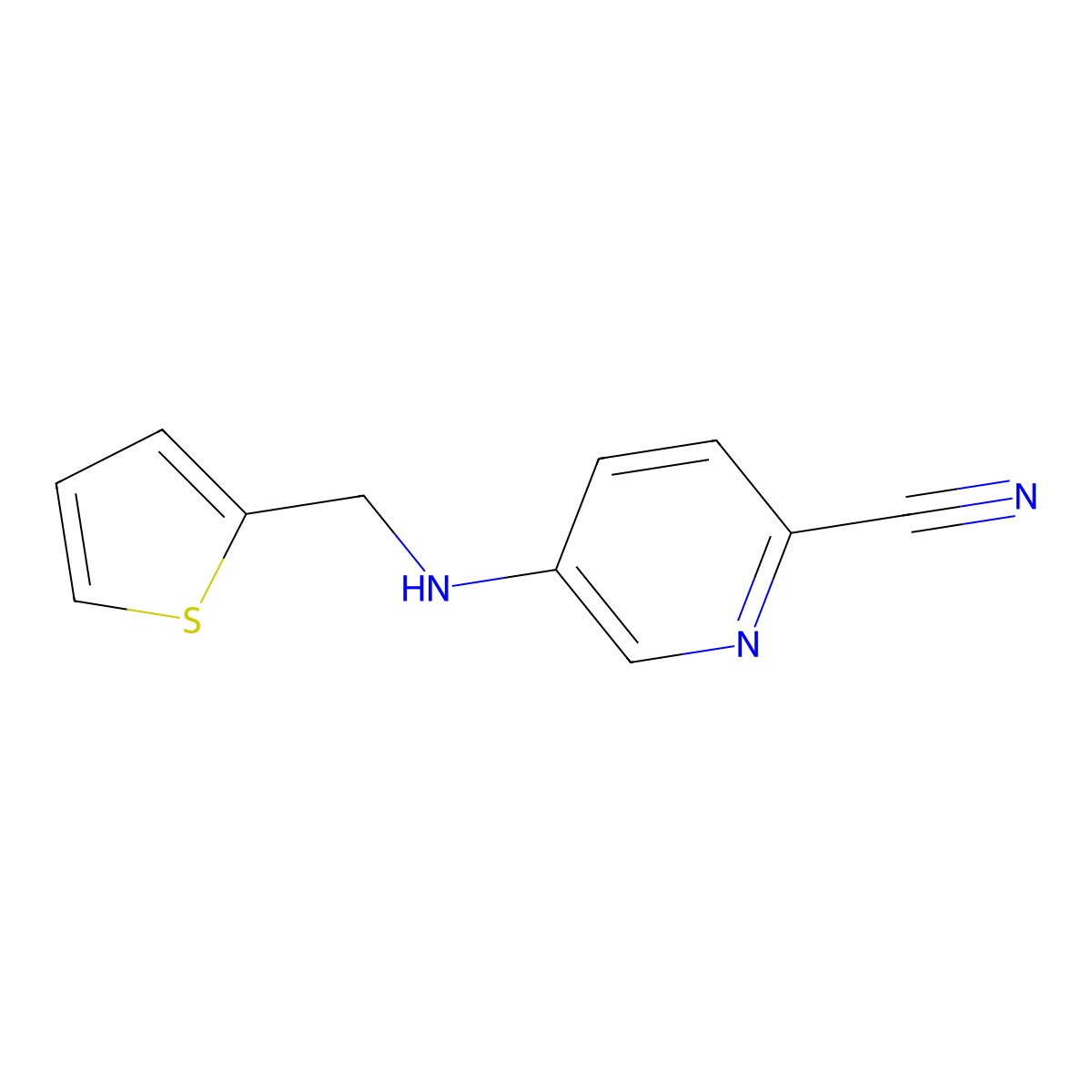 5-{[(Thiophen-2-yl)methyl]amino}pyridine-2-carbonitrile molecular structure, CAS 1549866-39-8