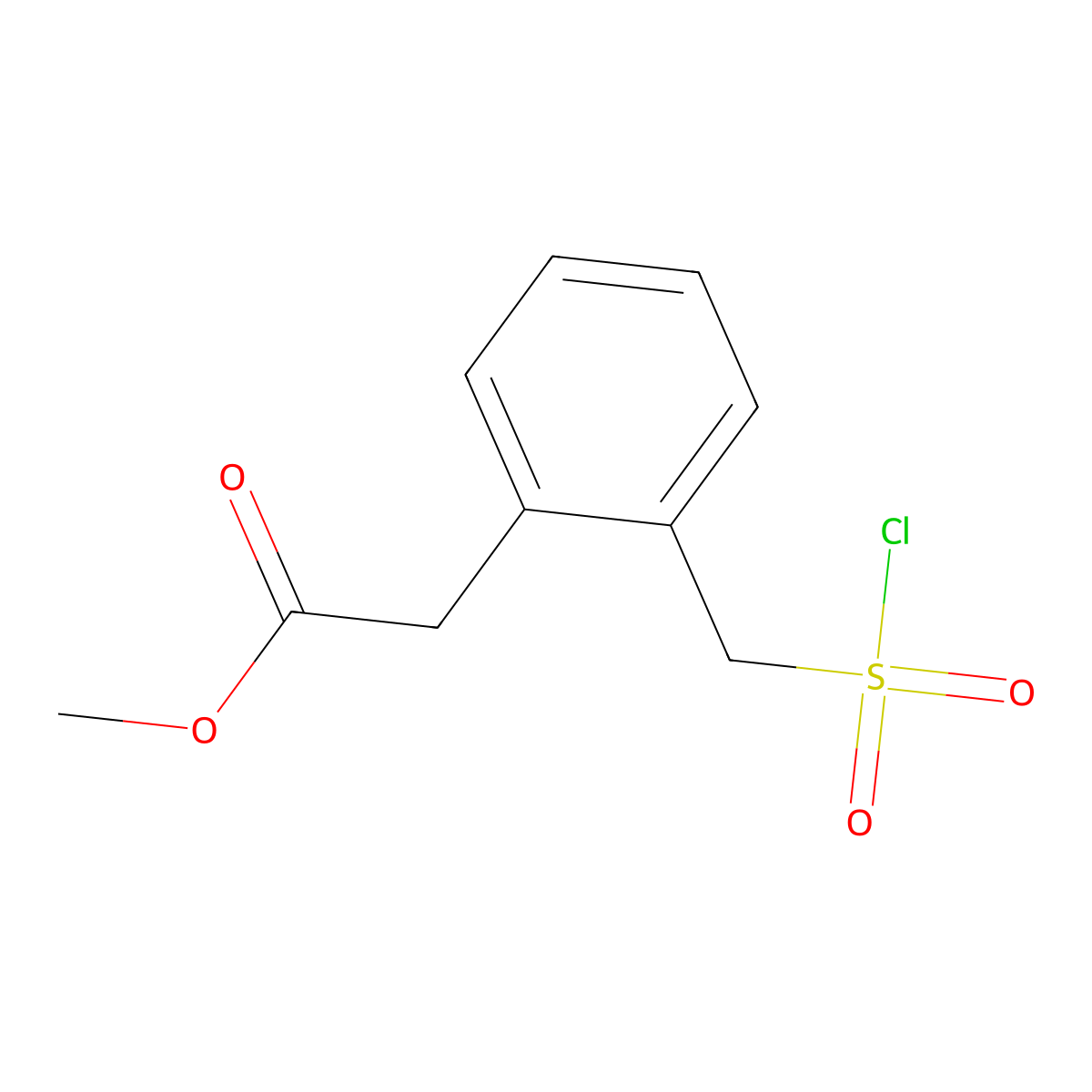 Methyl 2-{2-[(chlorosulfonyl)methyl]phenyl}acetate molecular structure, CAS 1549872-48-1