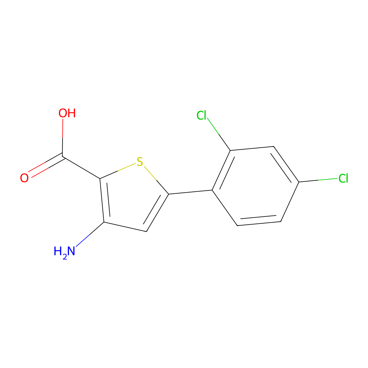 3-Amino-5-(2,4-dichlorophenyl)thiophene-2-carboxylic acid molecular structure, CAS 1549890-32-5