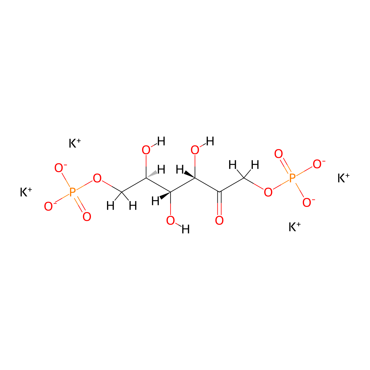 D-Fructose, 1,6-bis(dihydrogen phosphate), potassium salt (1:4) molecular structure, CAS 15499-52-2