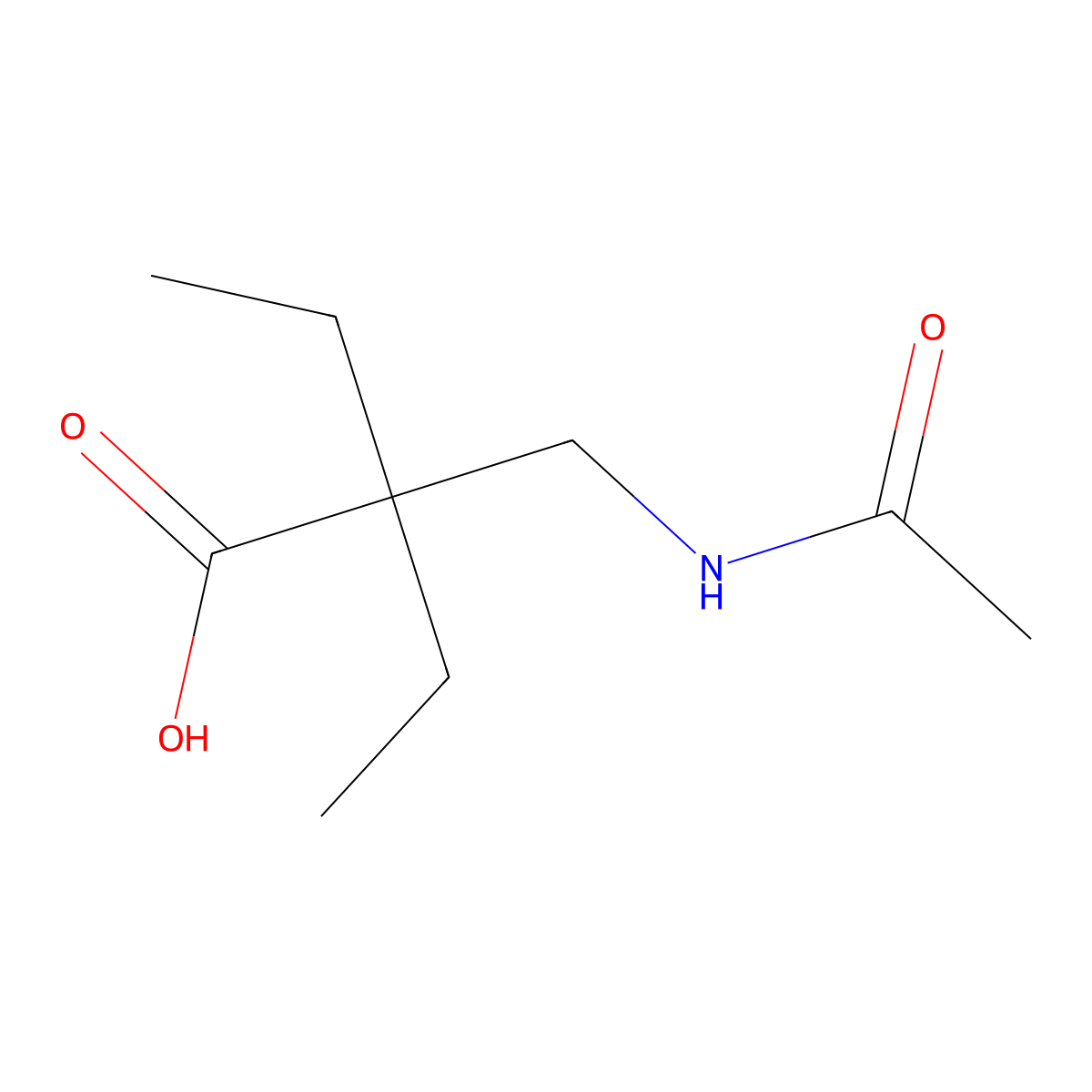 2-(Acetamidomethyl)-2-ethylbutanoic acid molecular structure, CAS 1549900-97-1