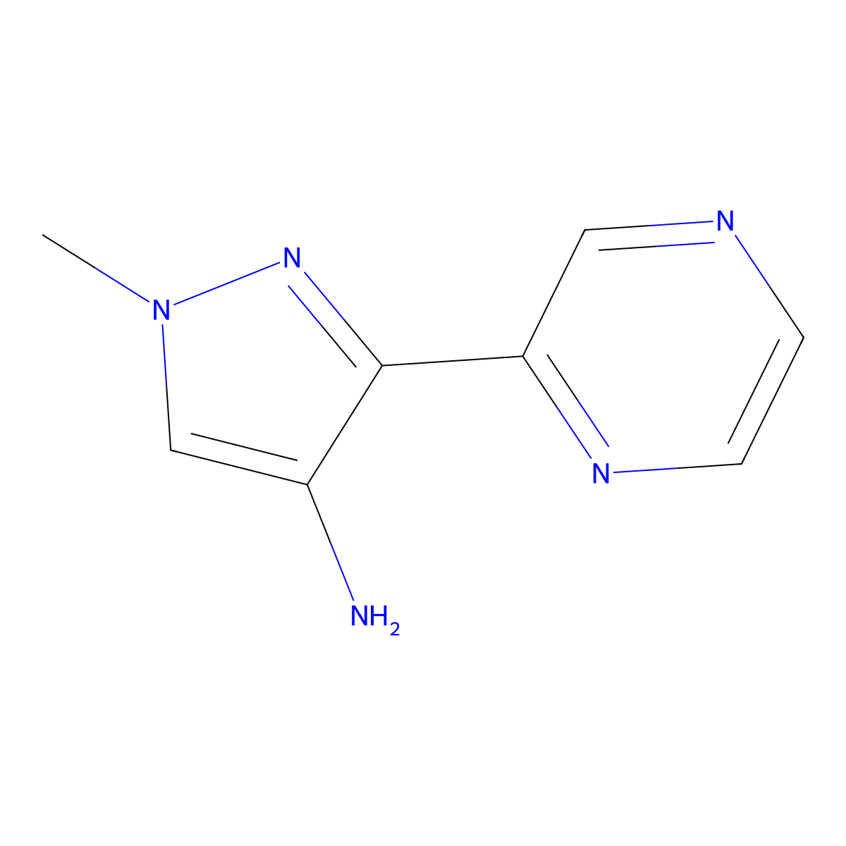 1-methyl-3-(pyrazin-2-yl)-1H-pyrazol-4-amine molecular structure, CAS 1549902-67-1