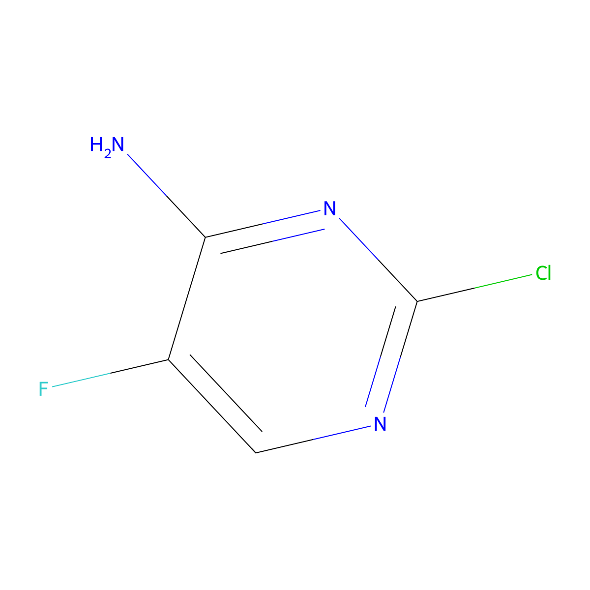 2-Chloro-5-fluoropyrimidin-4-amine molecular structure, CAS 155-10-2