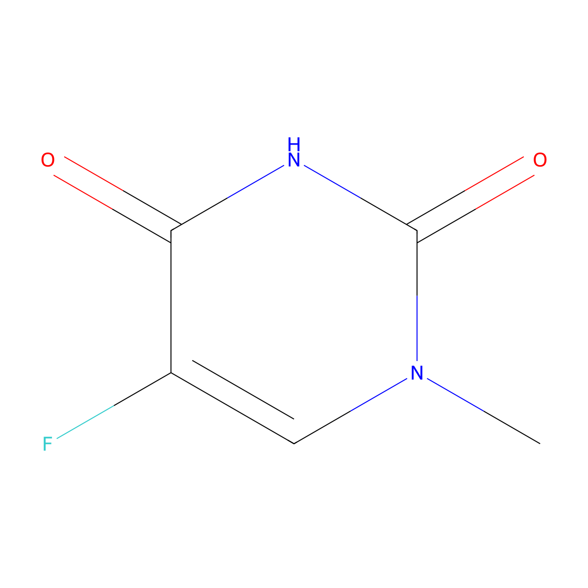 5-Fluoro-1-methyl-2,4(1H,3H)-pyrimidinedione molecular structure, CAS 155-16-8