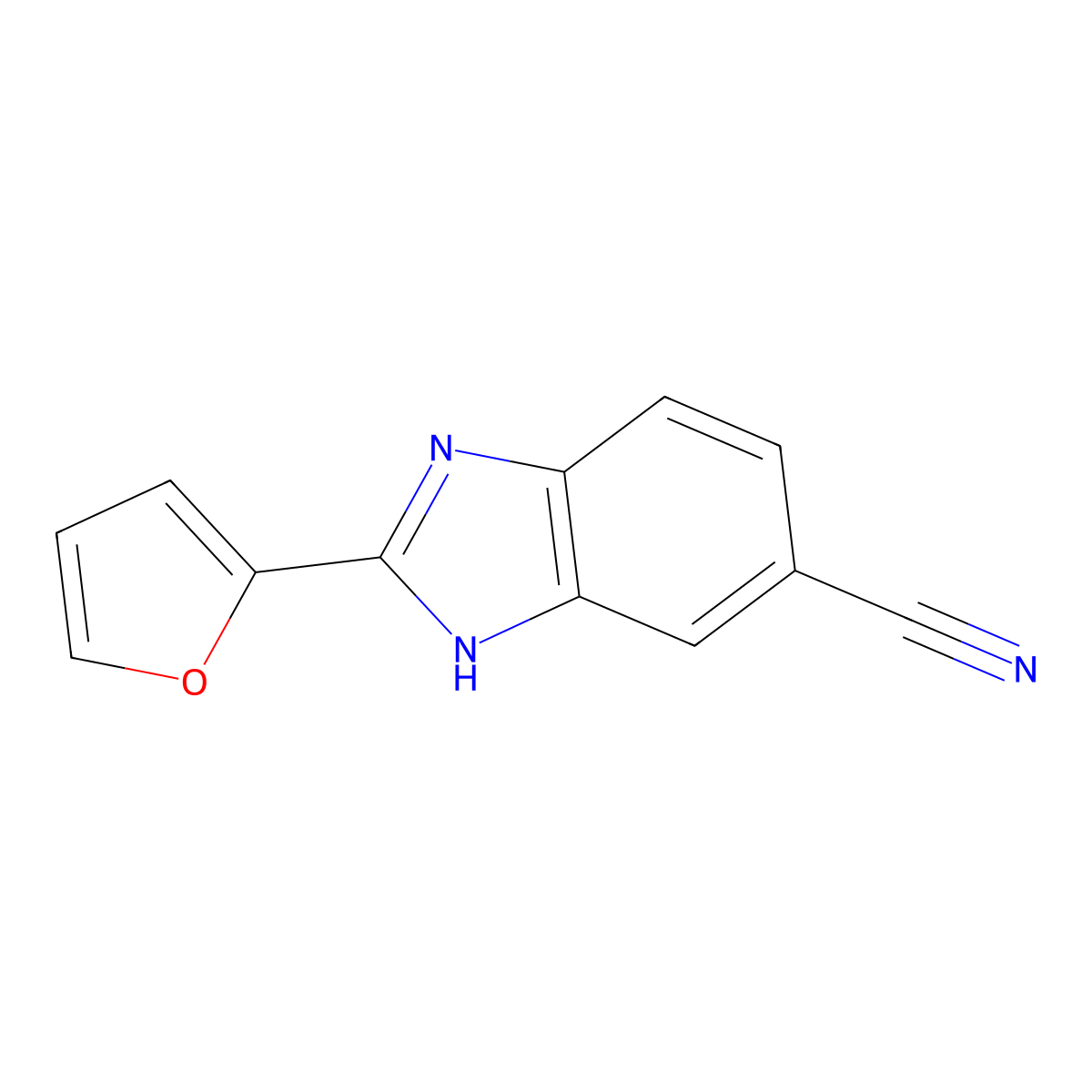 2-(furan-2-yl)-1H-1,3-benzodiazole-5-carbonitrile molecular structure, CAS 1550021-47-0