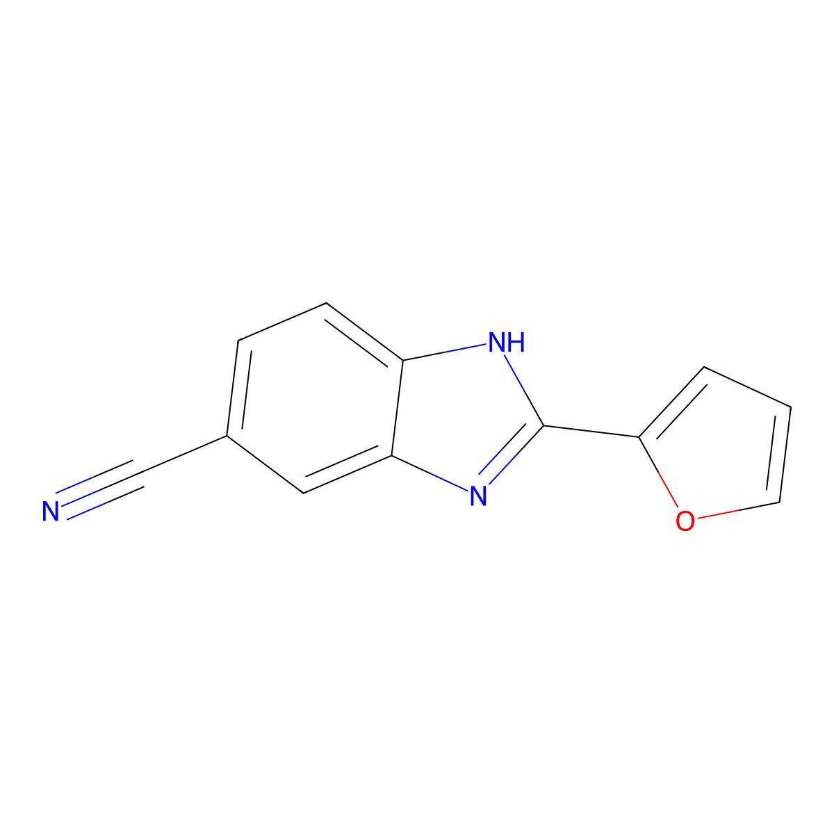 2-(furan-2-yl)-1H-1,3-benzodiazole-5-carbonitrile molecular structure, CAS 1550021-47-0