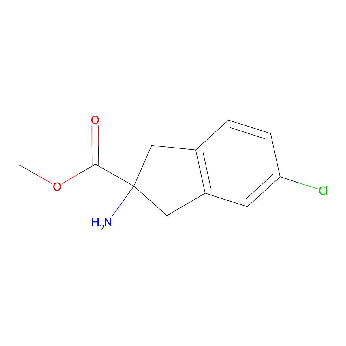 2-Amino-5-chloro-indan-2-carboxylic acid methyl ester molecular structure, CAS 1550026-34-0