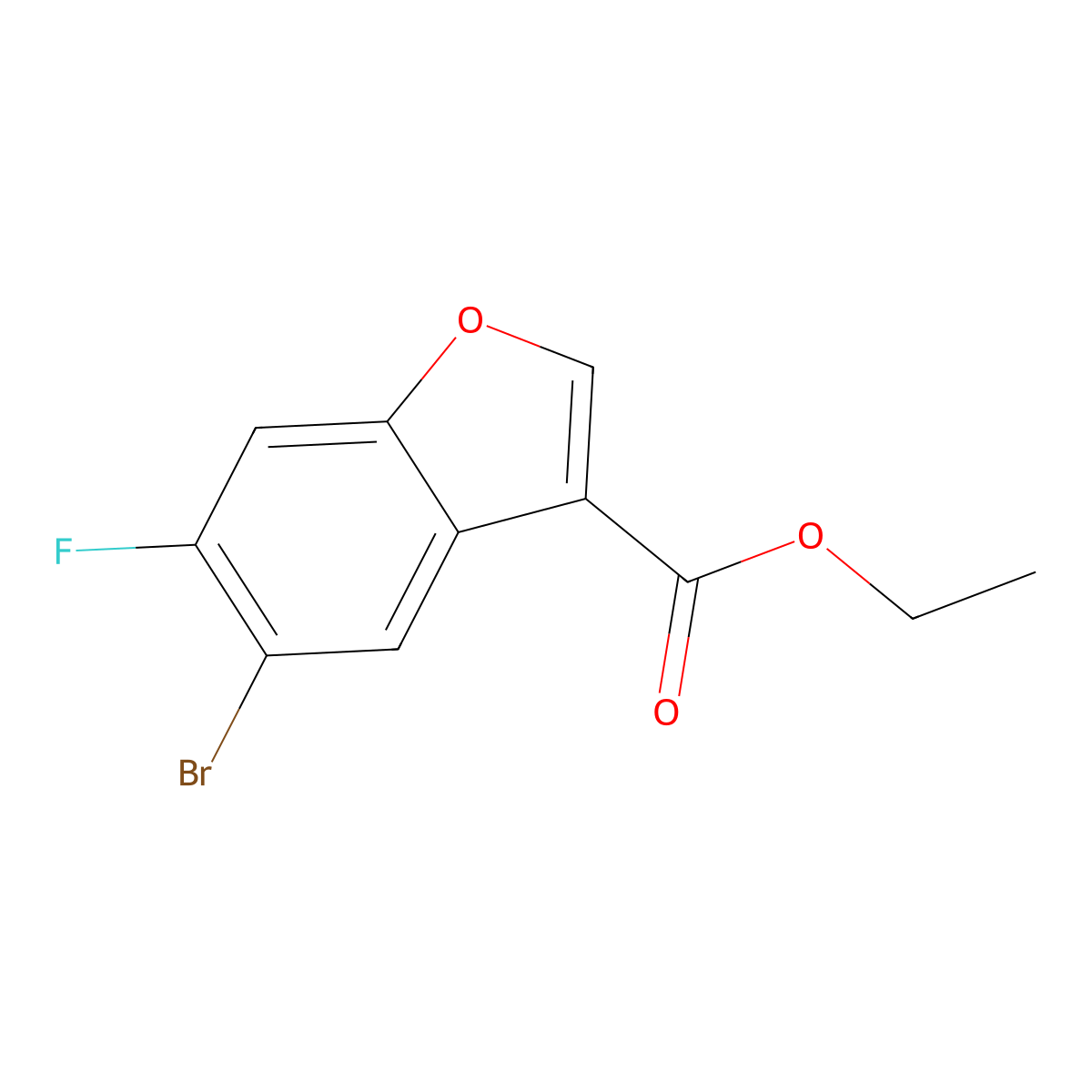 Ethyl 5-bromo-6-fluorobenzofuran-3-carboxylate molecular structure, CAS 1550056-97-7