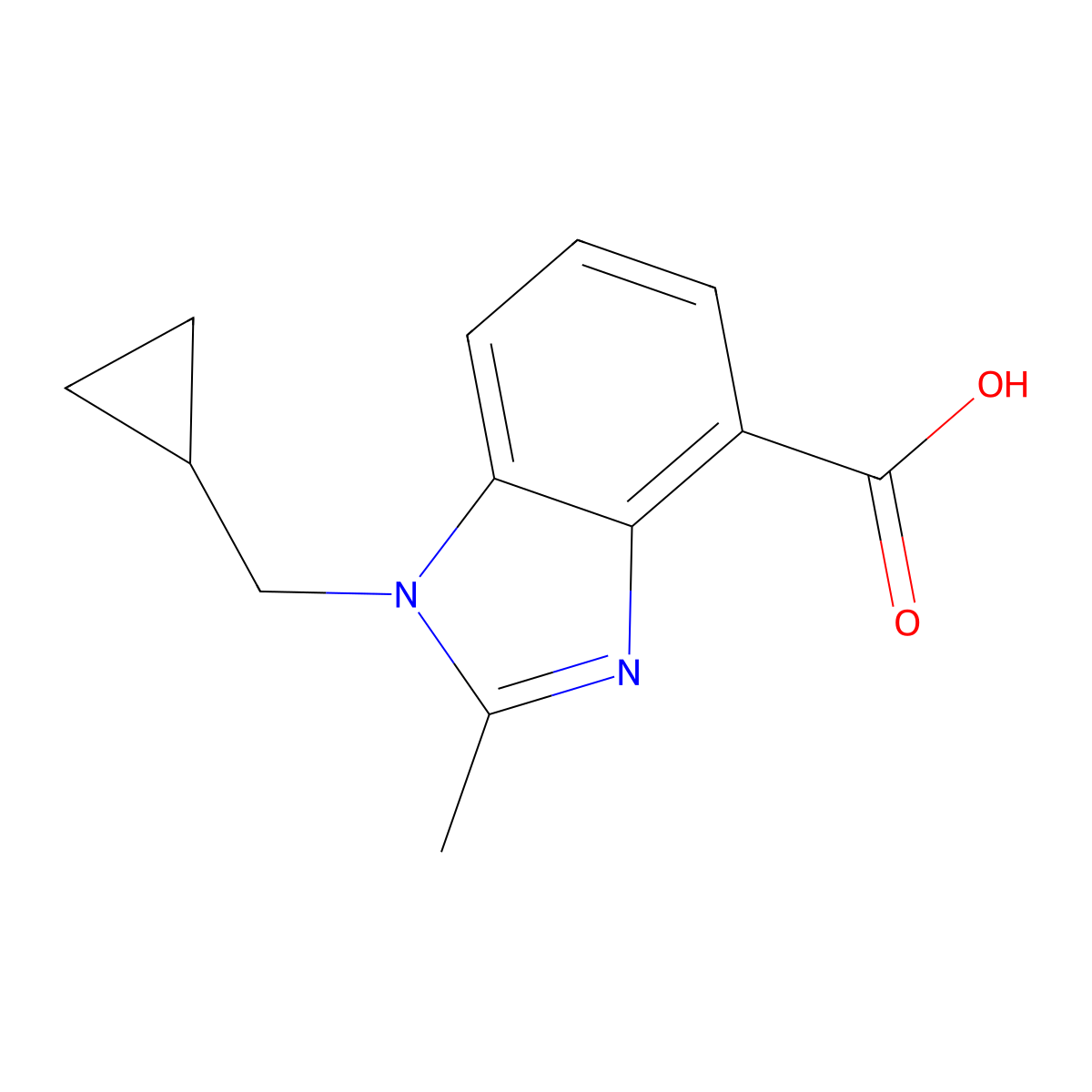 1-(cyclopropylmethyl)-2-methyl-1H-1,3-benzodiazole-4-carboxylic acid molecular structure, CAS 1550075-82-5