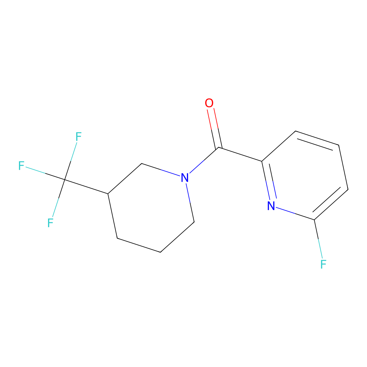 (6-Fluoropyridin-2-yl)(3-(trifluoromethyl)piperidin-1-yl)methanone molecular structure, CAS 1550149-01-3