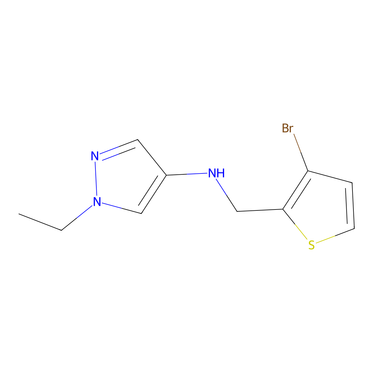 N-[(3-bromothiophen-2-yl)methyl]-1-ethyl-1H-pyrazol-4-amine molecular structure, CAS 1550158-48-9