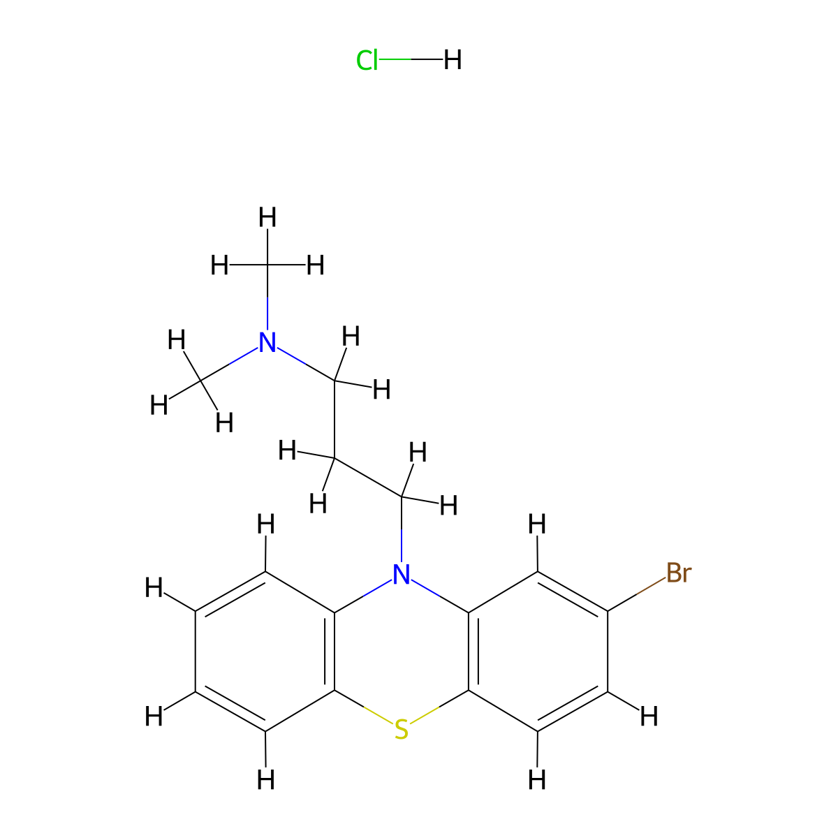 Brompromazine Hydrochloride molecular structure, CAS 15502-93-9