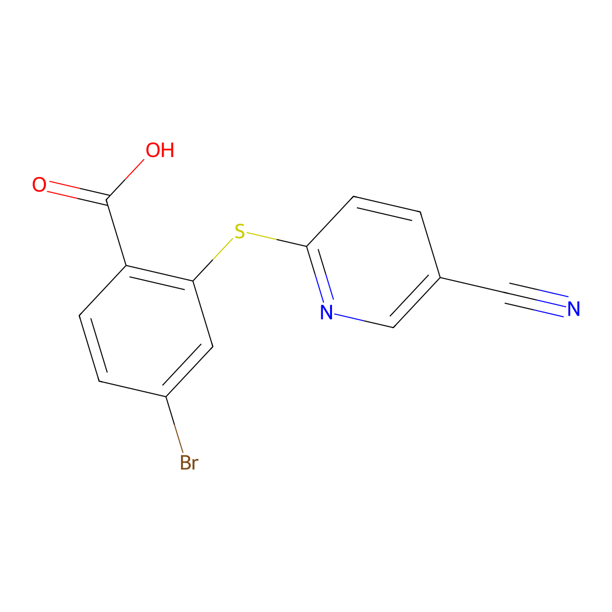 4-Bromo-2-[(5-cyanopyridin-2-yl)sulfanyl]benzoic acid molecular structure, CAS 1550278-68-6
