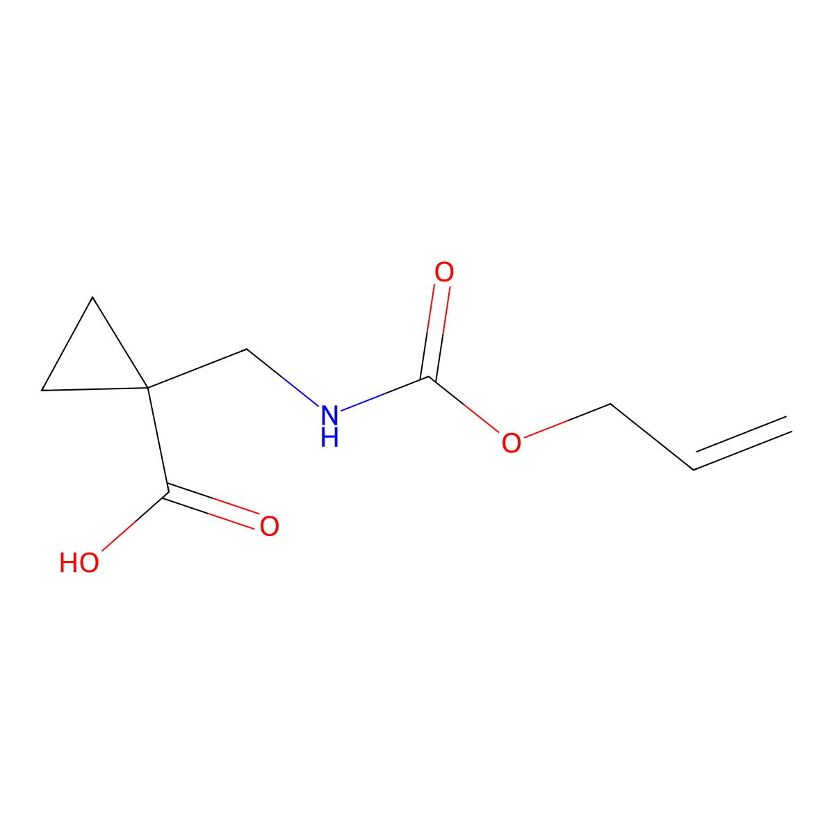 1-({[(Prop-2-en-1-yloxy)carbonyl]amino}methyl)cyclopropane-1-carboxylic acid molecular structure, CAS 1550300-32-7