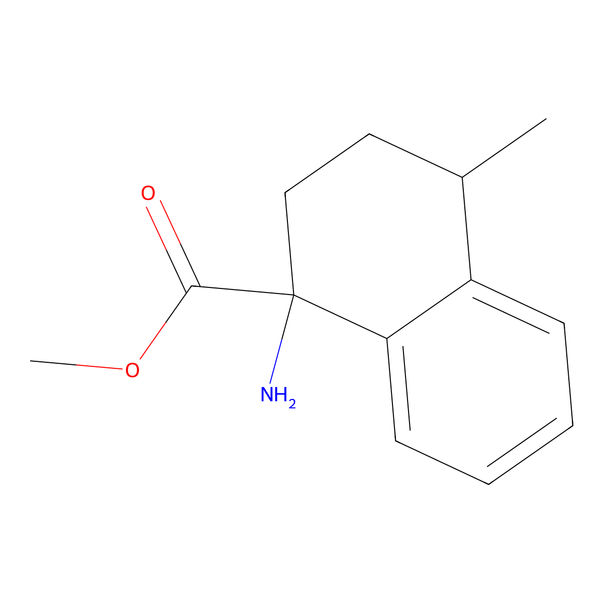 Methyl 1-amino-4-methyl-1,2,3,4-tetrahydronaphthalene-1-carboxylate molecular structure, CAS 1550300-69-0