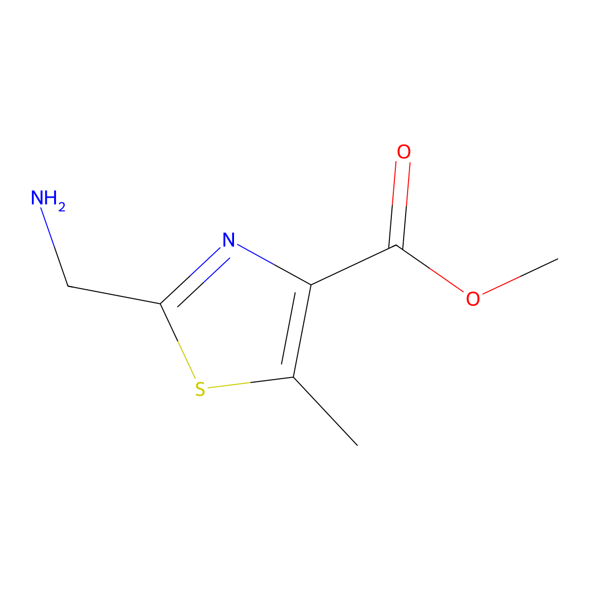 Methyl 2-(aminomethyl)-5-methyl-1,3-thiazole-4-carboxylate molecular structure, CAS 1550311-03-9