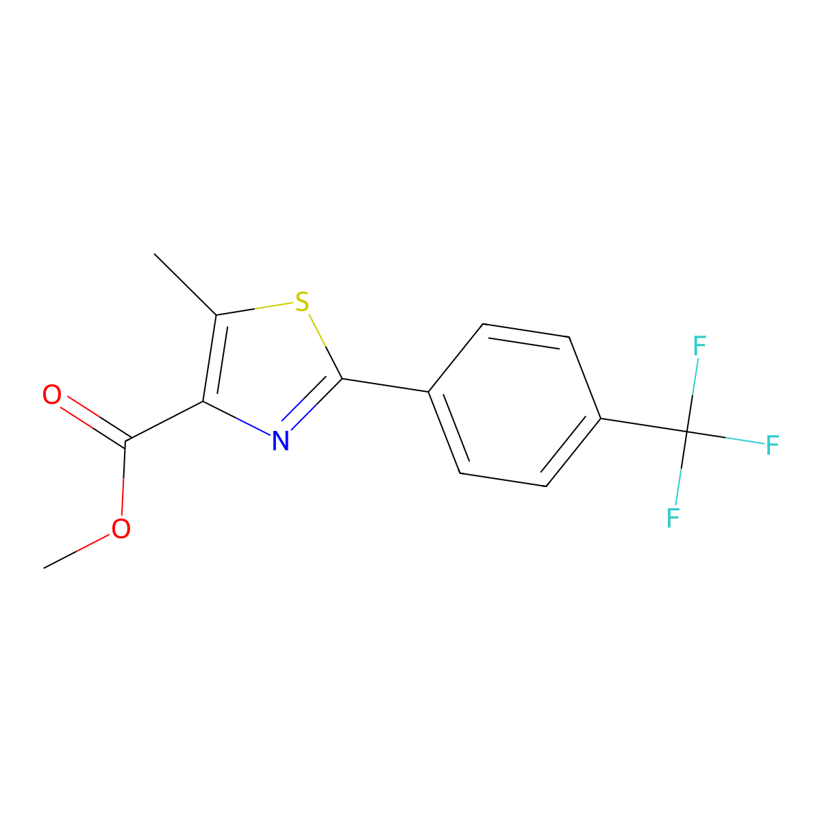 Methyl 5-methyl-2-[4-(trifluoromethyl)phenyl]-1,3-thiazole-4-carboxylate molecular structure, CAS 1550315-48-4