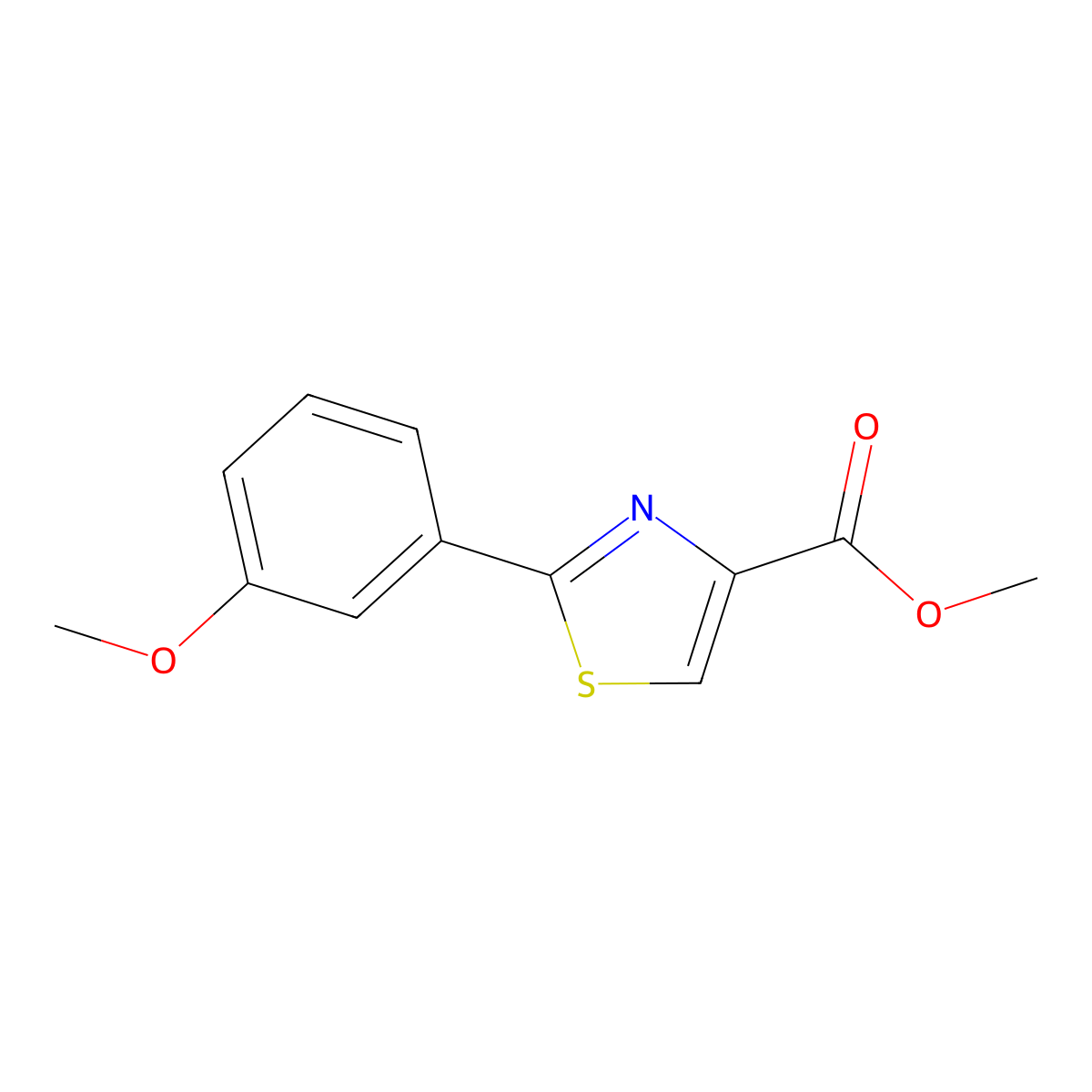 4-Thiazolecarboxylic acid, 2-(3-methoxyphenyl)-, methyl ester molecular structure, CAS 1550320-51-8