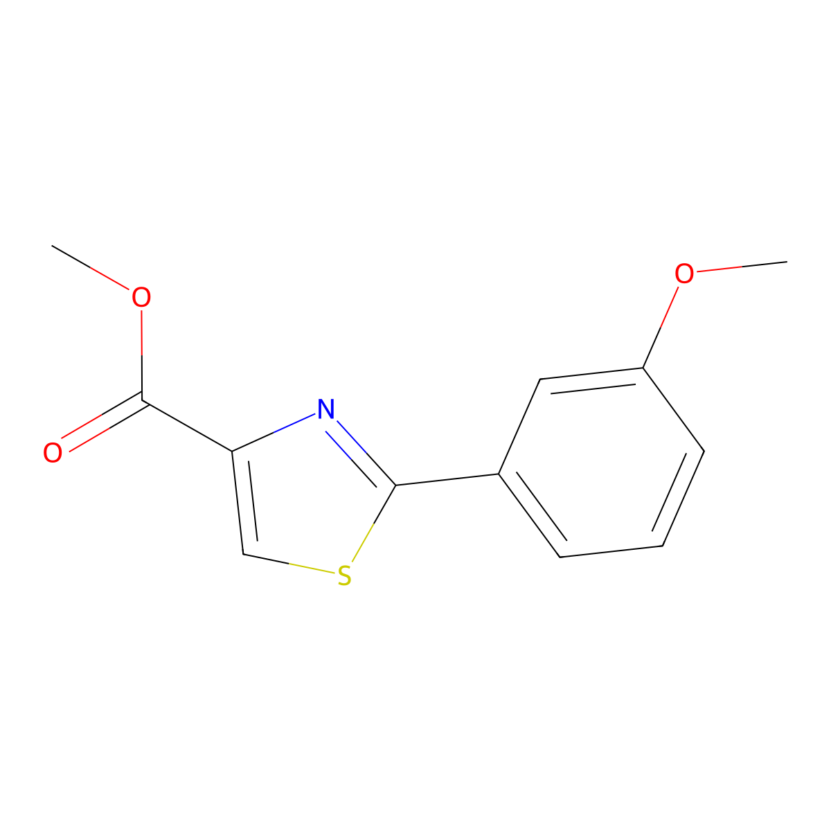 4-Thiazolecarboxylic acid, 2-(3-methoxyphenyl)-, methyl ester molecular structure, CAS 1550320-51-8