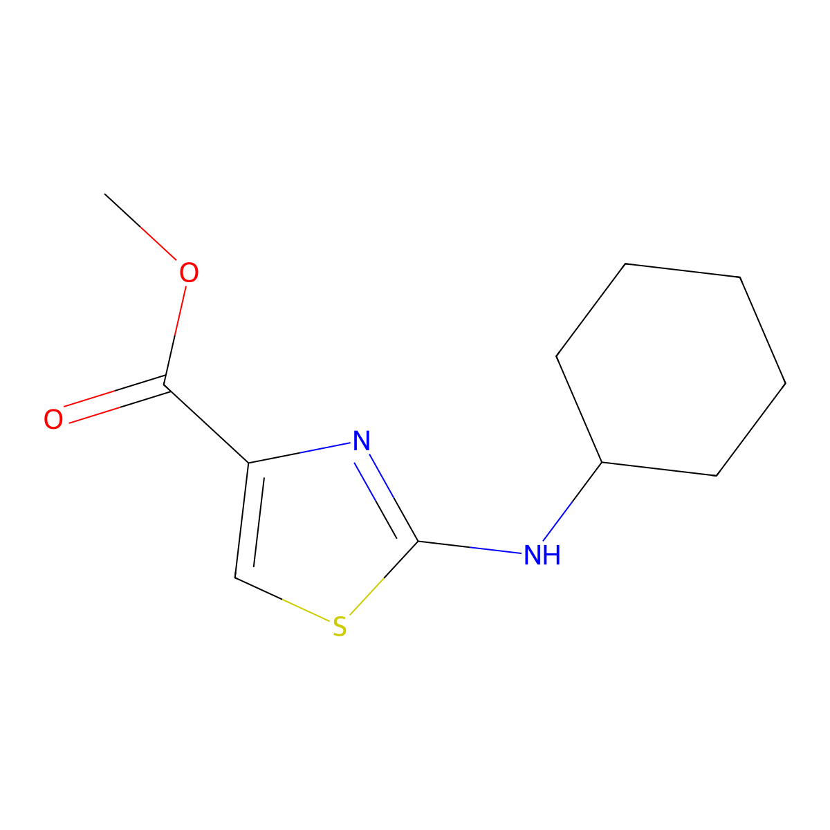 Methyl 2-(cyclohexylamino)-1,3-thiazole-4-carboxylate molecular structure, CAS 1550330-40-9
