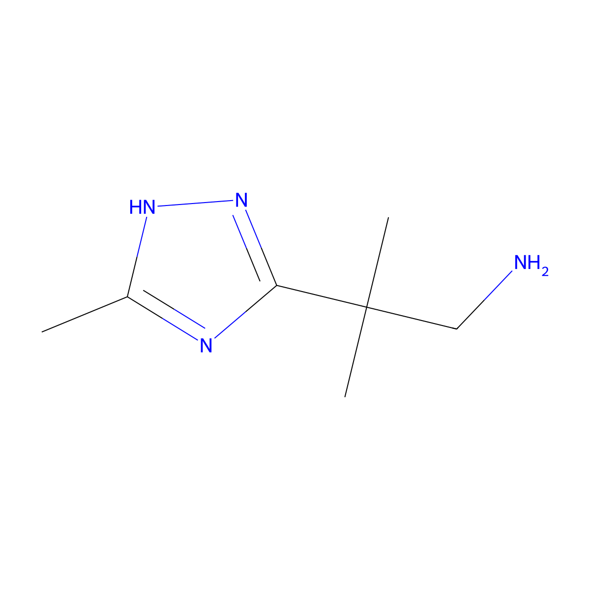 2-methyl-2-(3-methyl-1H-1,2,4-triazol-5-yl)propan-1-amine molecular structure, CAS 1550388-42-5