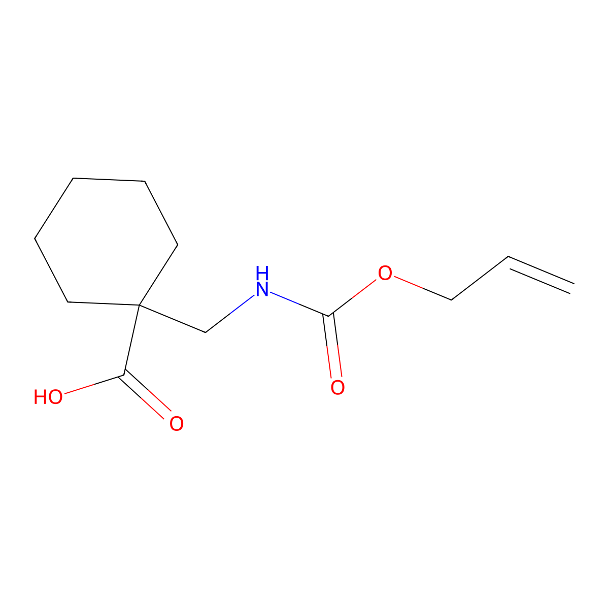 1-({[(Prop-2-en-1-yloxy)carbonyl]amino}methyl)cyclohexane-1-carboxylic acid molecular structure, CAS 1550407-32-3