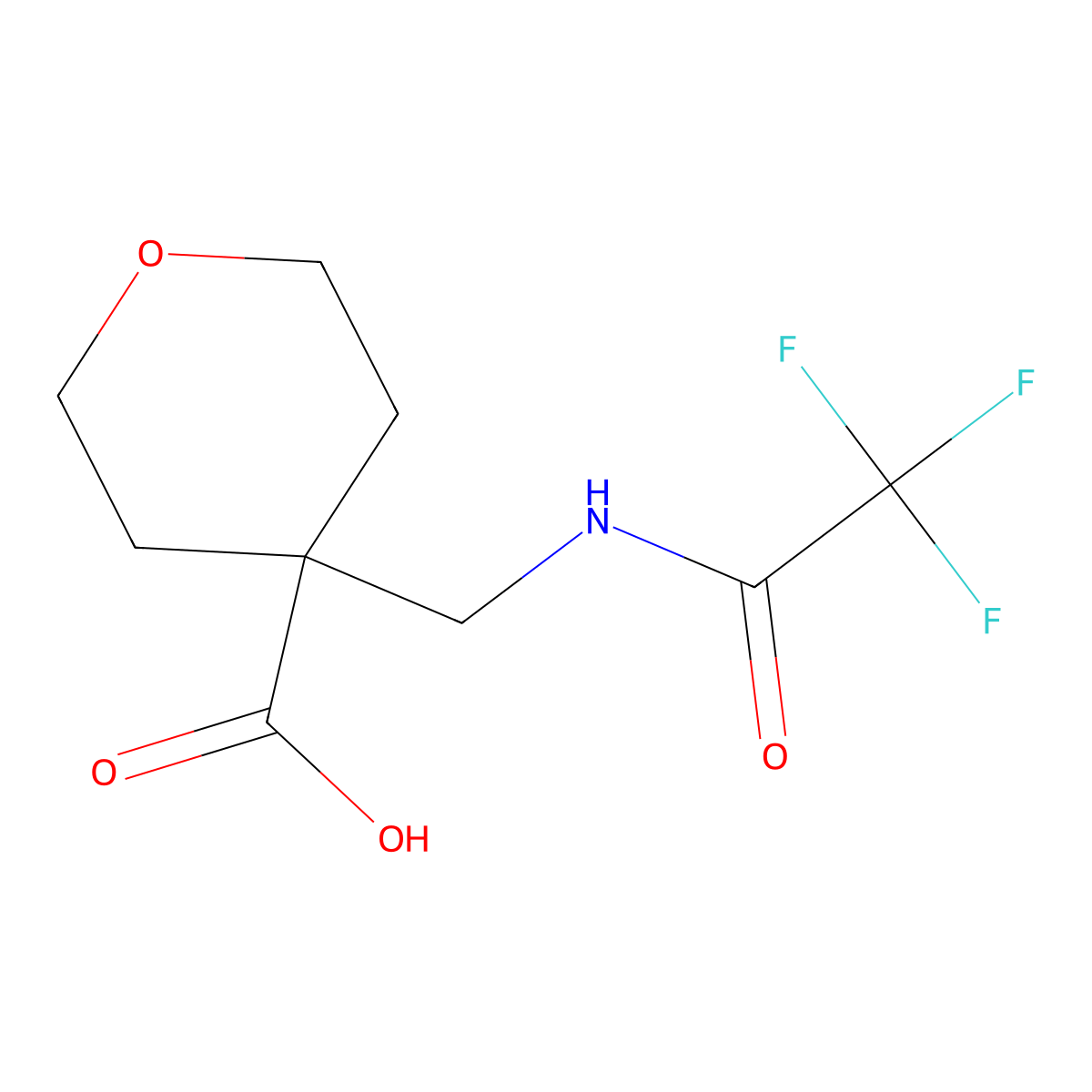 4-[(Trifluoroacetamido)methyl]oxane-4-carboxylic acid molecular structure, CAS 1550418-70-6