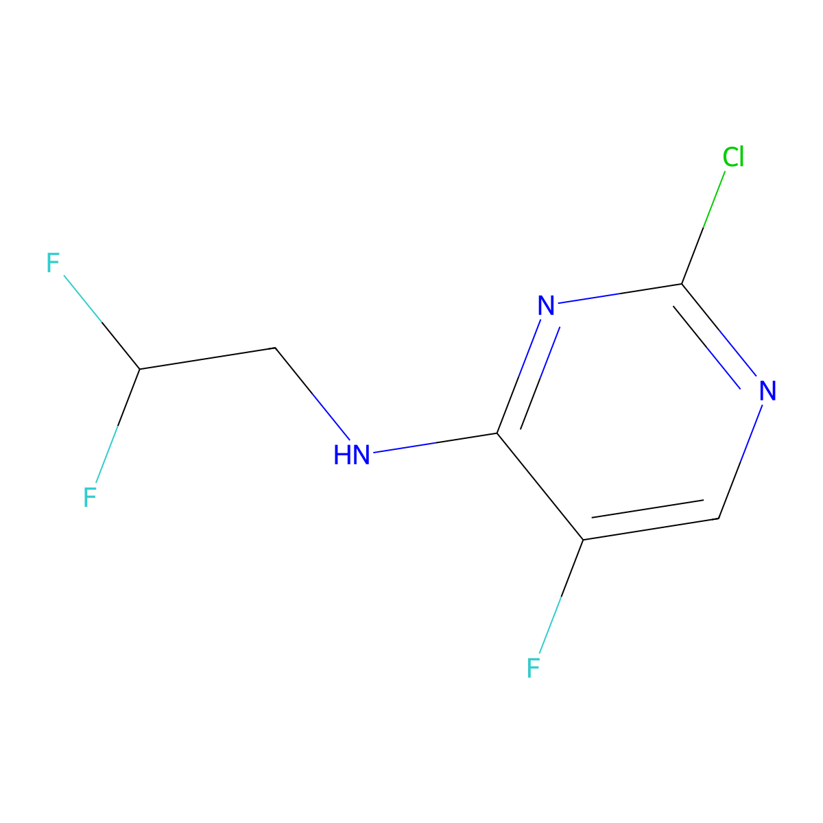 2-chloro-N-(2,2-difluoroethyl)-5-fluoropyrimidin-4-amine molecular structure, CAS 1550419-78-7