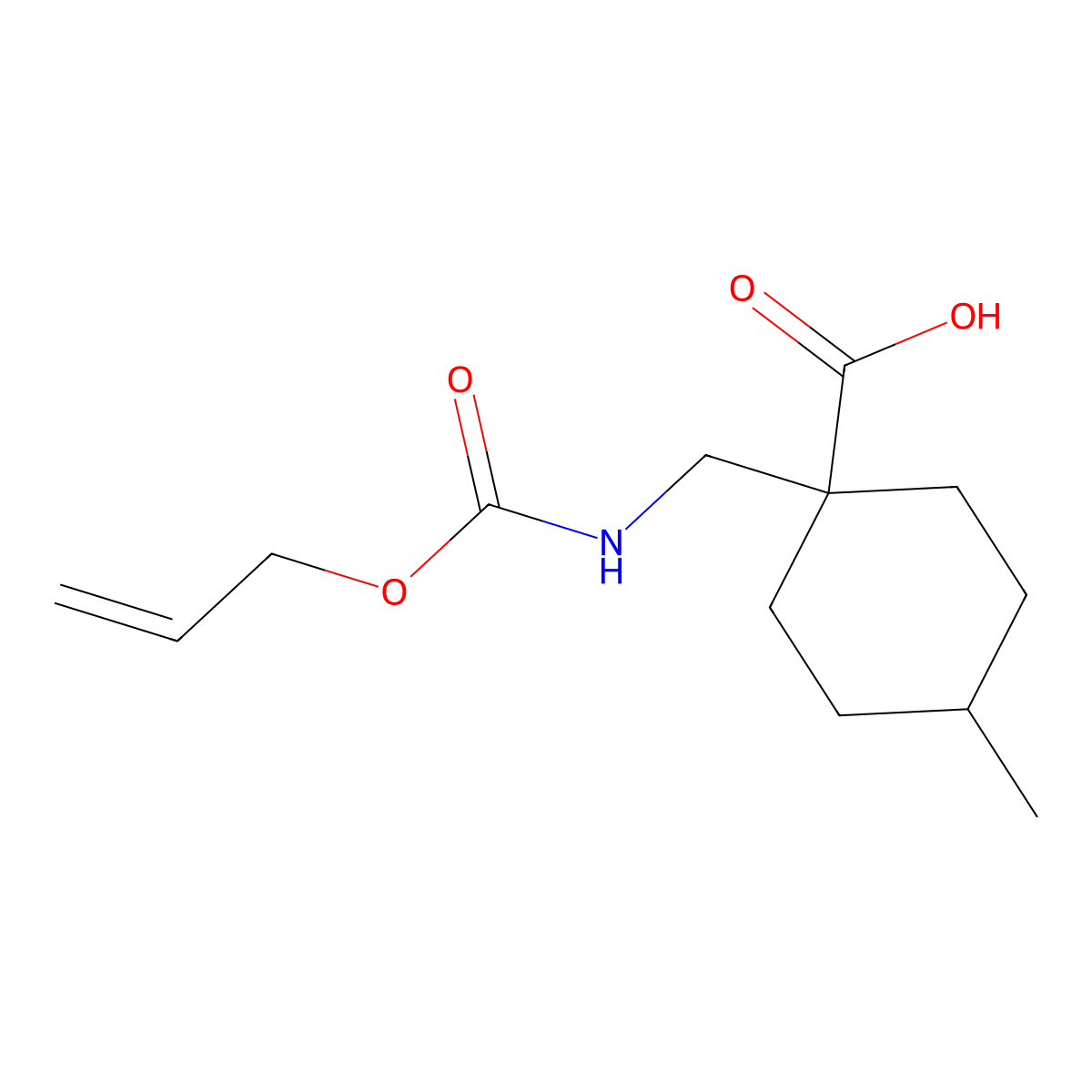 4-Methyl-1-({[(prop-2-en-1-yloxy)carbonyl]amino}methyl)cyclohexane-1-carboxylic acid molecular structure, CAS 1550424-70-8