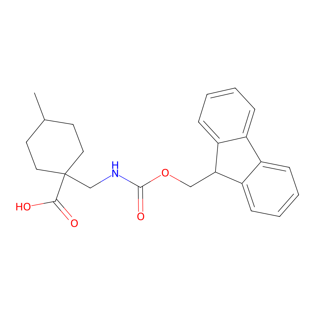 1-[({[(9H-fluoren-9-yl)methoxy]carbonyl}amino)methyl]-4-methylcyclohexane-1-carboxylic acid molecular structure, CAS 1550426-37-3