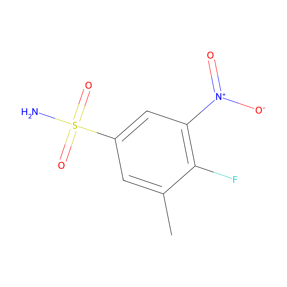 4-Fluoro-3-methyl-5-nitrobenzene-1-sulfonamide molecular structure, CAS 1550430-22-2