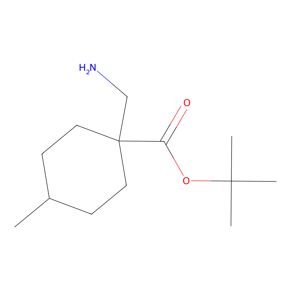 Tert-butyl 1-(aminomethyl)-4-methylcyclohexane-1-carboxylate molecular structure, CAS 1550435-24-9