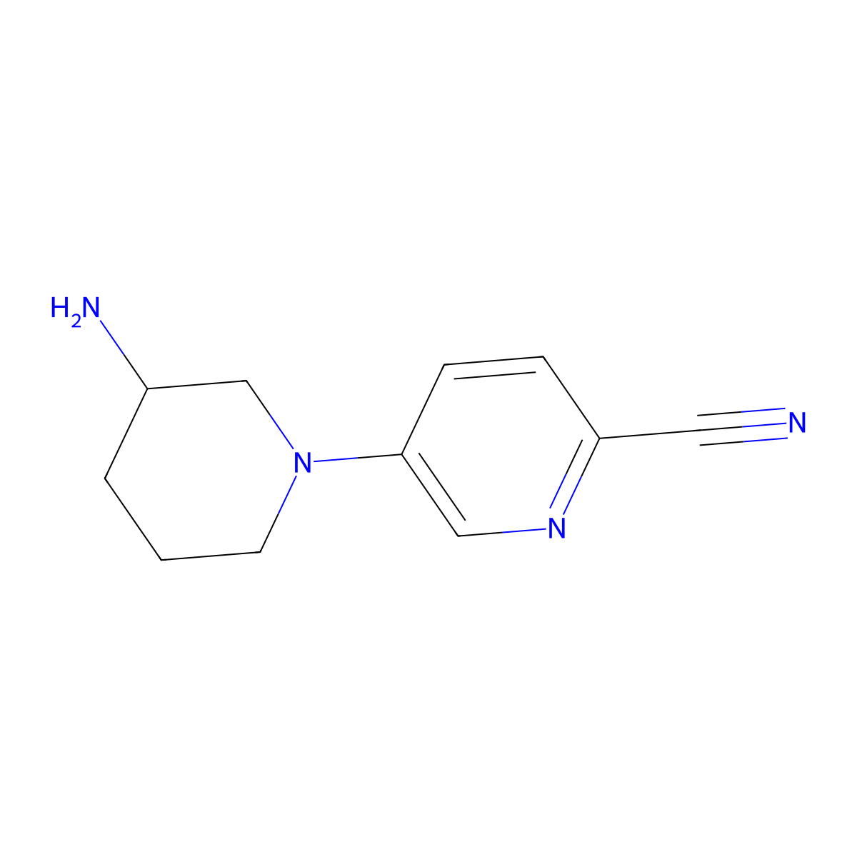 5-(3-Aminopiperidin-1-yl)pyridine-2-carbonitrile molecular structure, CAS 1550445-46-9