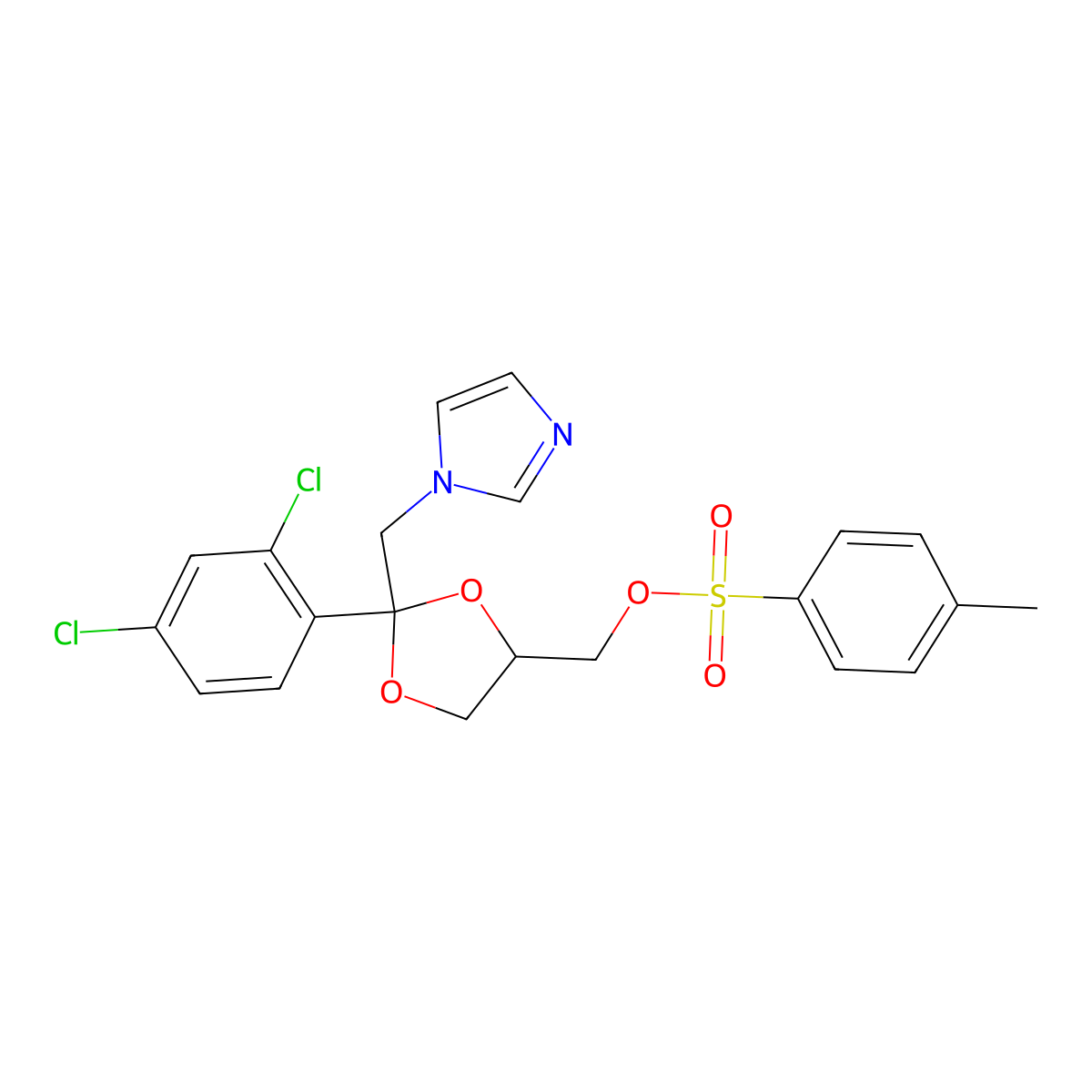 cis-[2-(2,4-Dichlorophenyl)-2-(1H-imidazol-1-ylmethyl)-1,3-dioxolan-4-yl]methyl p-Tolylsulfonate molecular structure, CAS 155047-76-0